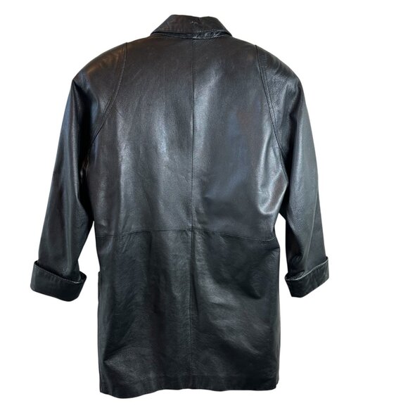 Vintage 90's Wilson's Black Leather Jacket Slouchy Oversize Women's Size Small - Picture 4 of 10